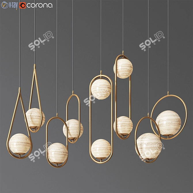 Stylish 4-Type Pendant Light Collection 3D model image 1