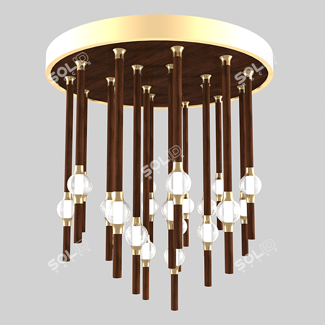 Natural Wood Pendant Lamp 3D model image 1