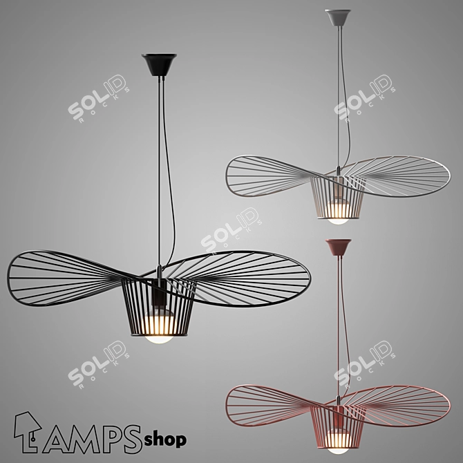 Rustic Rattan Chandelier 3D model image 1