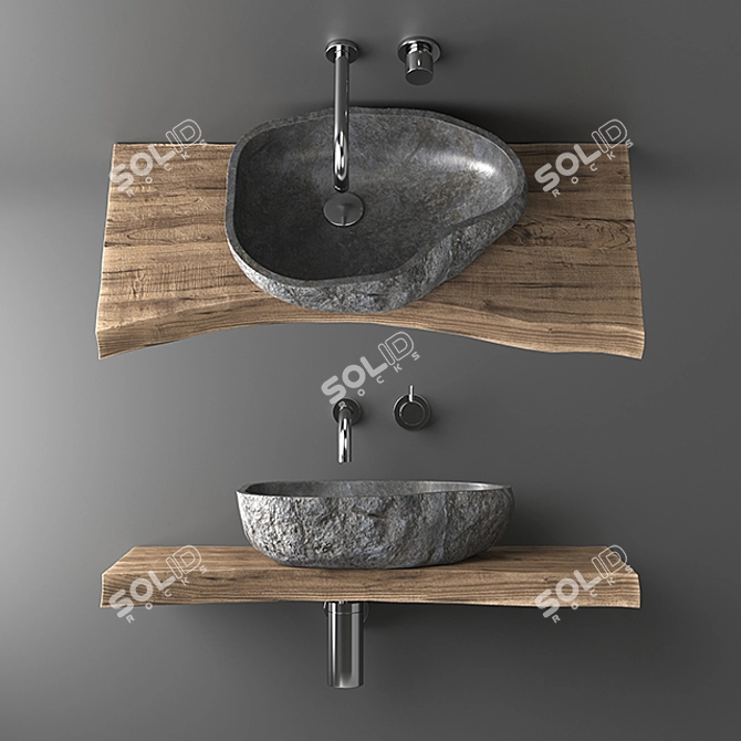 Luxury Stone Countertop Basin 3D model image 1