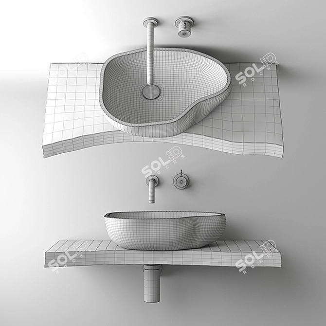 Luxury Stone Countertop Basin 3D model image 3