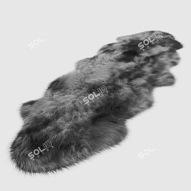 Luxury Lambskin Rug: Black and White Elegance 3D model image 2