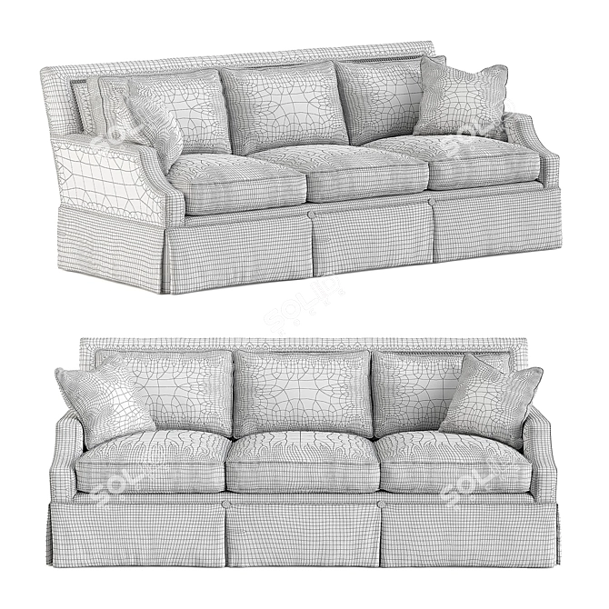 Elegant Paige Kick Pleat Sofa 3D model image 3