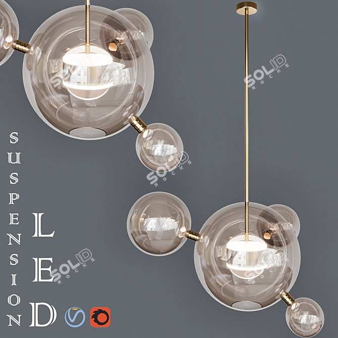 Modern LED Bubble Suspension Lamp 3D model image 1