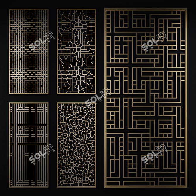 Modern Patterned Decorative Partitions - Set of 5 3D model image 1