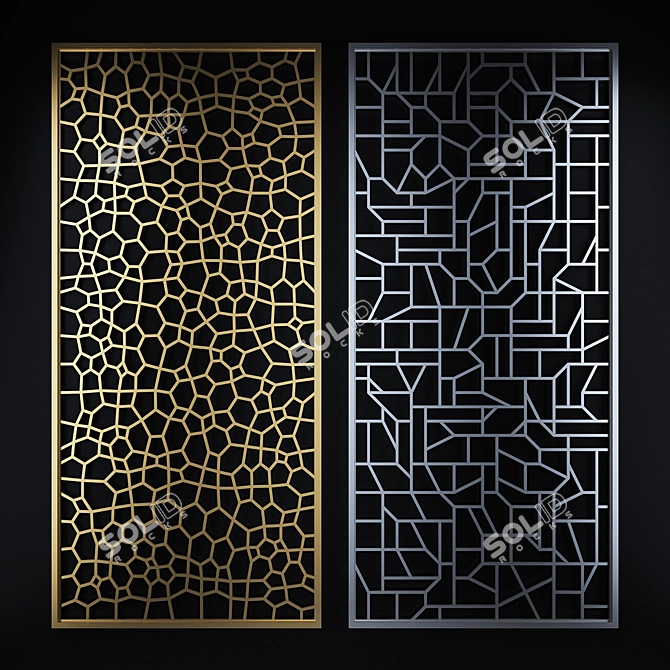 Modern Patterned Decorative Partitions - Set of 5 3D model image 2