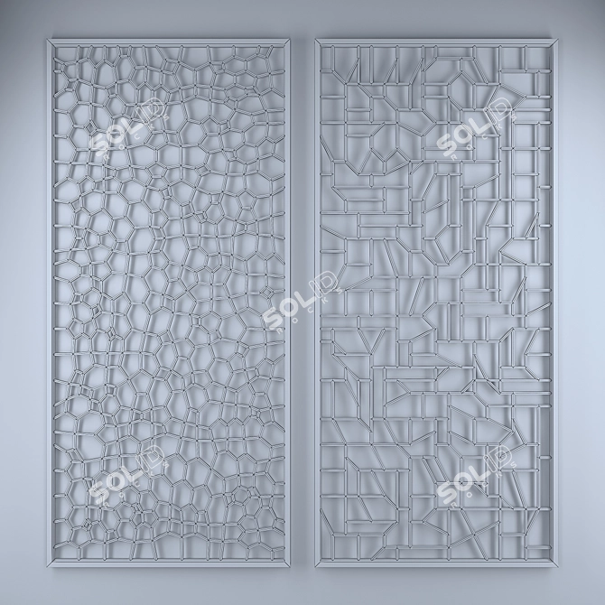 Modern Patterned Decorative Partitions - Set of 5 3D model image 3