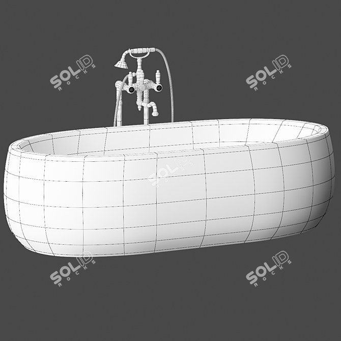 Premium Stone Bath Set + Taps 3D model image 3