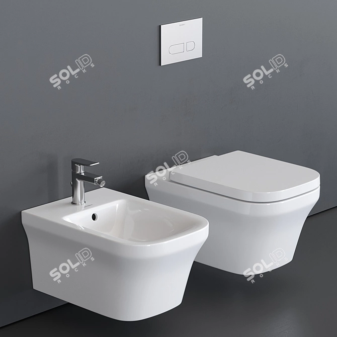 Duravit P3 Comforts Wall-Hung Bathroom Set 3D model image 1