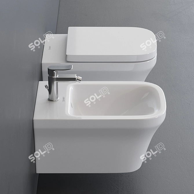 Duravit P3 Comforts Wall-Hung Bathroom Set 3D model image 2