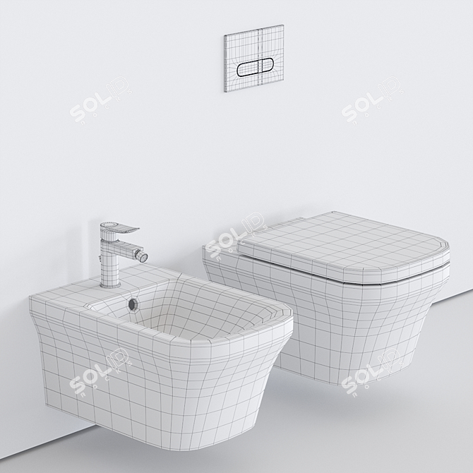 Duravit P3 Comforts Wall-Hung Bathroom Set 3D model image 3