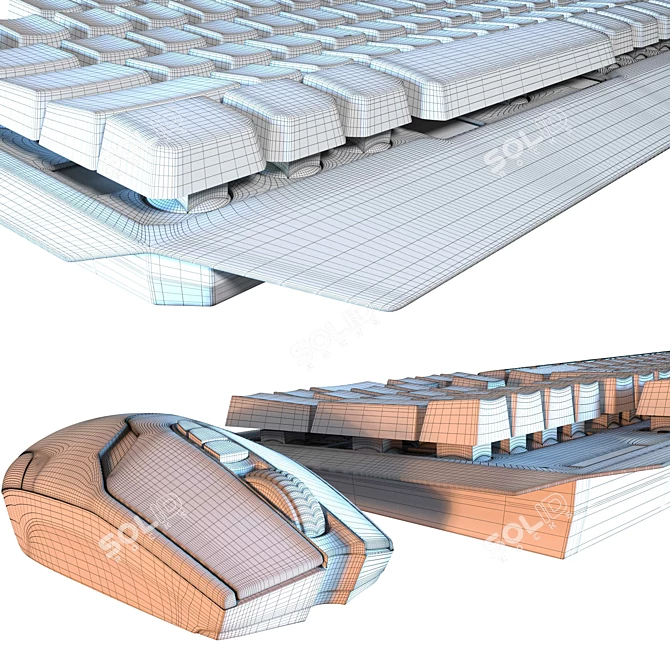 Backlit Keyboard Mouse Combo 3D model image 3