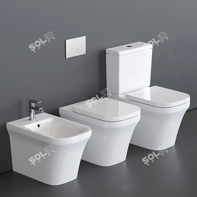 Duravit P3 Comforts WC - Elegant Close Coupled Ceramic Toilet 3D model image 1