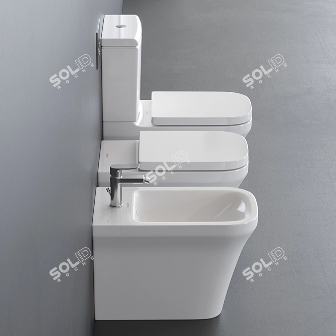 Duravit P3 Comforts WC - Elegant Close Coupled Ceramic Toilet 3D model image 2