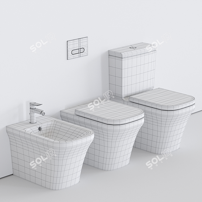 Duravit P3 Comforts WC - Elegant Close Coupled Ceramic Toilet 3D model image 3