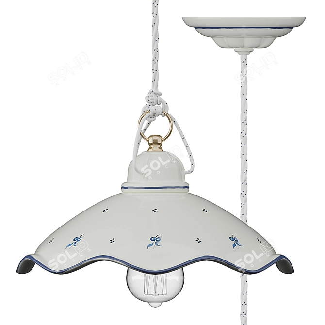 Vintage Belluno C032 Pendant Light 3D model image 1