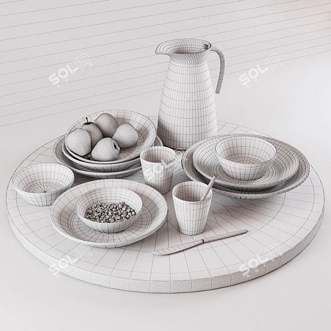 Elegant Kitchen Decor Set 3D model image 2