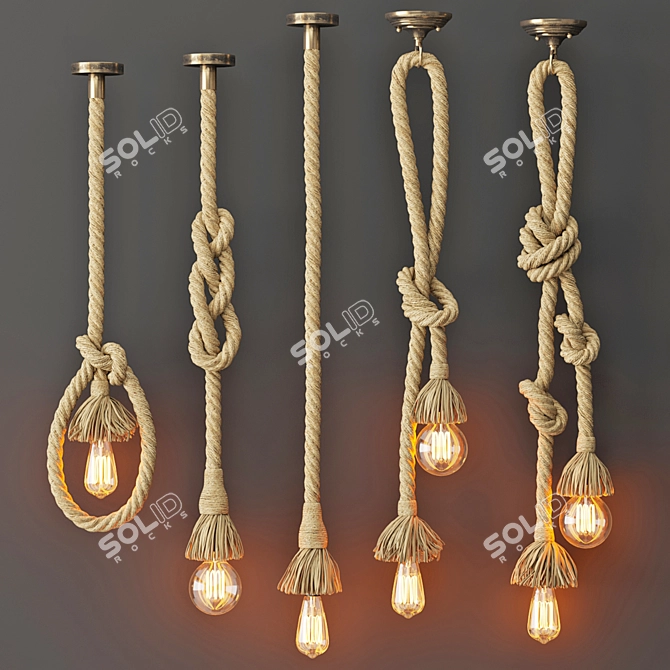 Industrial Style Rope Pendant Lamp 3D model image 4