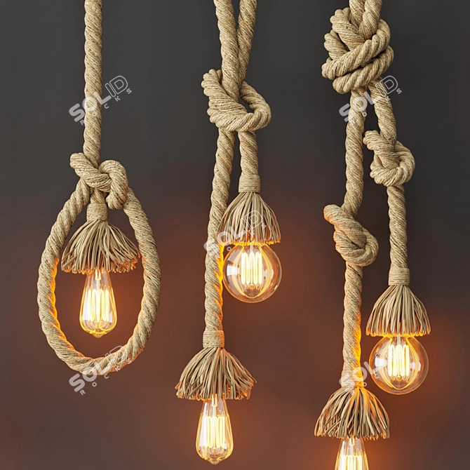 Industrial Style Rope Pendant Lamp 3D model image 5