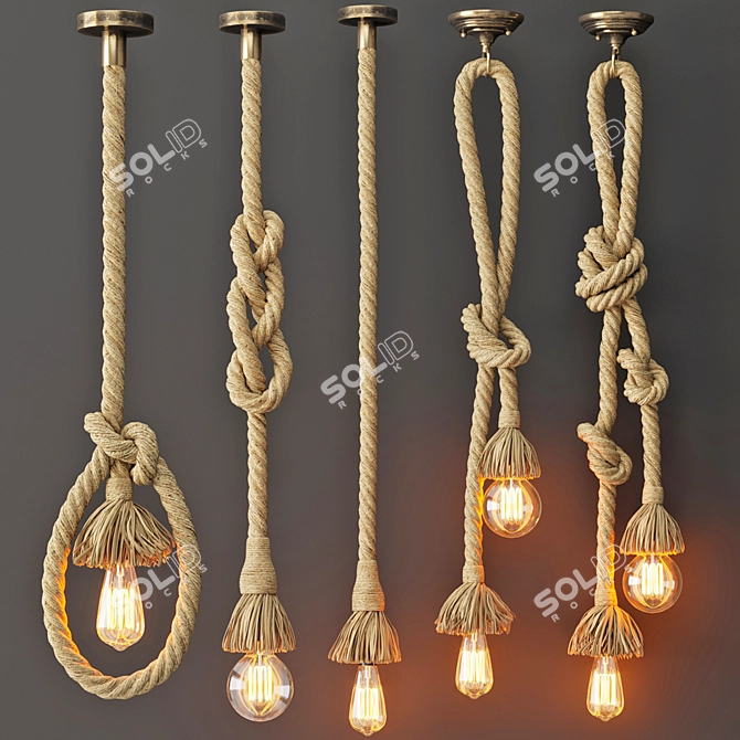 Industrial Style Rope Pendant Lamp 3D model image 7