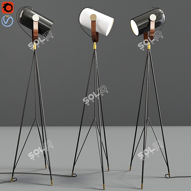 Carronade 360M: Stylish Black Floor Lamp 3D model image 1