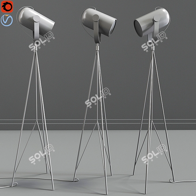 Carronade 360M: Stylish Black Floor Lamp 3D model image 2