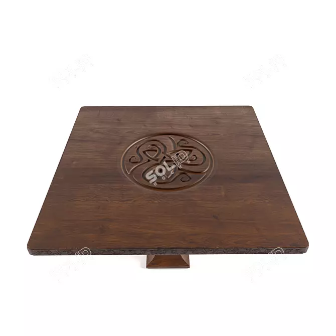 Vintage Wooden Table 3D model image 2