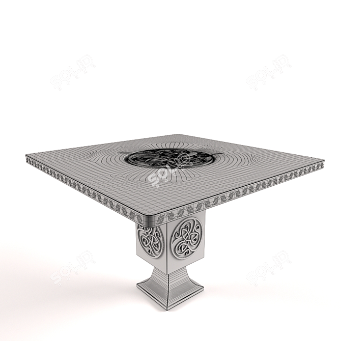 Vintage Wooden Table 3D model image 3