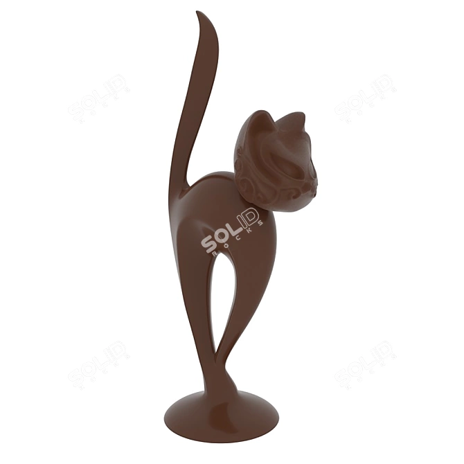 Elegant Feline Art Sculpture 3D model image 1