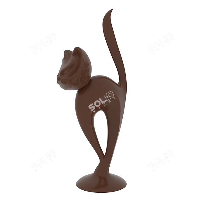 Elegant Feline Art Sculpture 3D model image 2