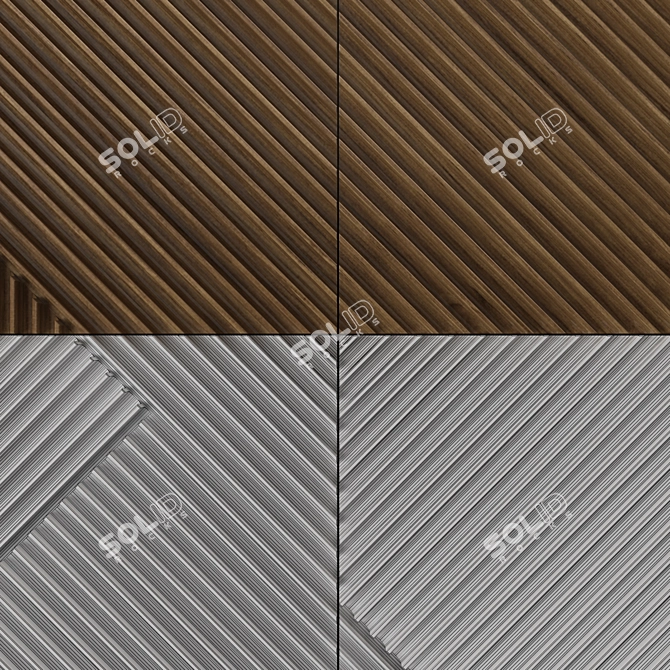 Elegant Wood Milled Wall Panels 3D model image 3