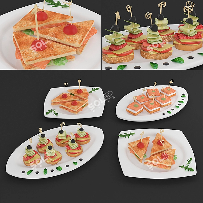 Elegant Canapes Set for Entertaining 3D model image 1