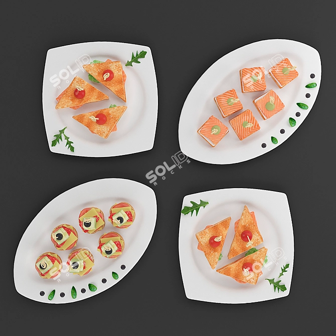 Elegant Canapes Set for Entertaining 3D model image 2