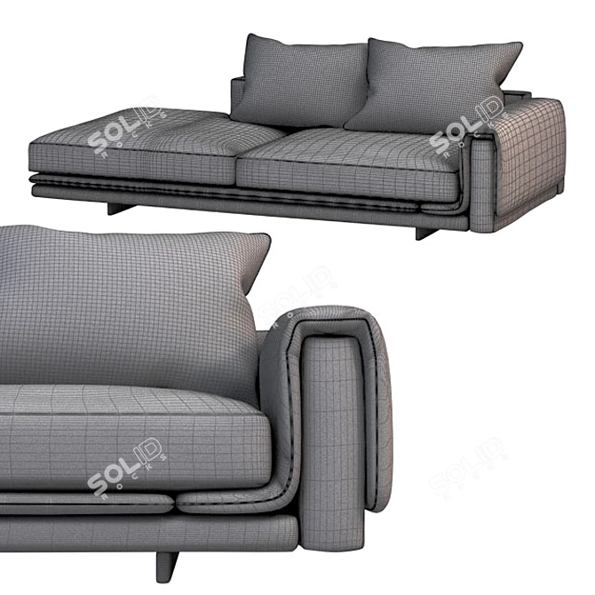 Underline Leather Sofa: Contemporary Comfort & Style 3D model image 3