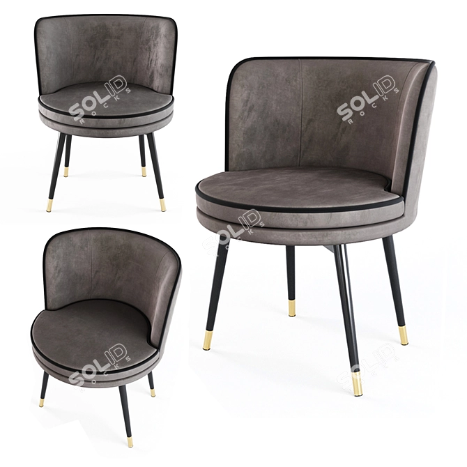 Luxury Velvet Dining Chair 3D model image 1