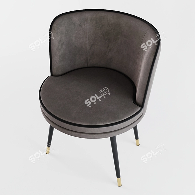 Luxury Velvet Dining Chair 3D model image 2