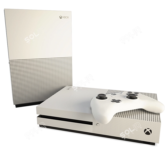 Xbox Slim Game Console & Joystick Set 3D model image 1