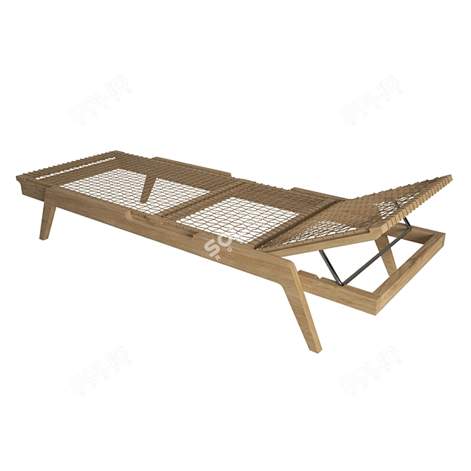 Modern Teak Deck Chair: Synthesis 3D model image 2