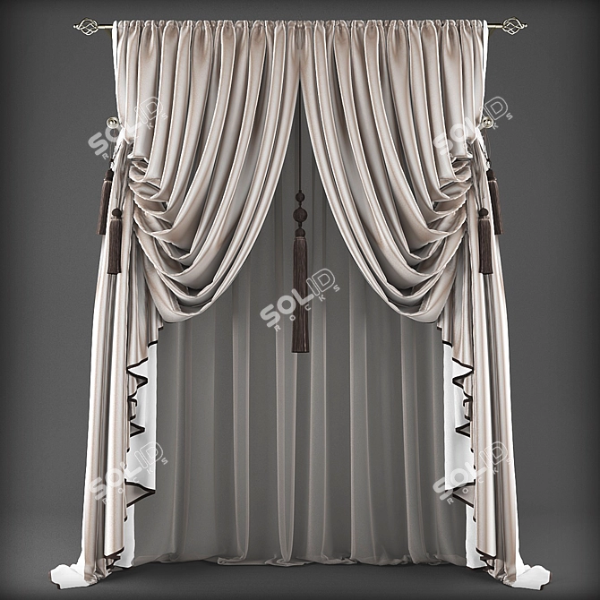 Classic Style Curtains 3D model image 1