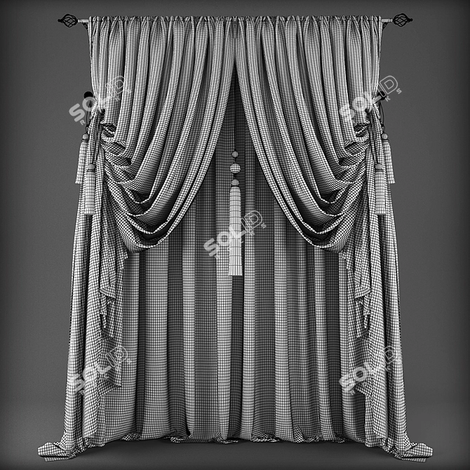 Classic Style Curtains 3D model image 2