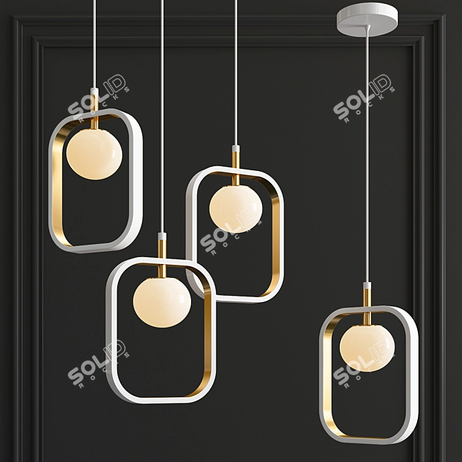 Avola Pendant: Modern White + Gold 3D model image 1