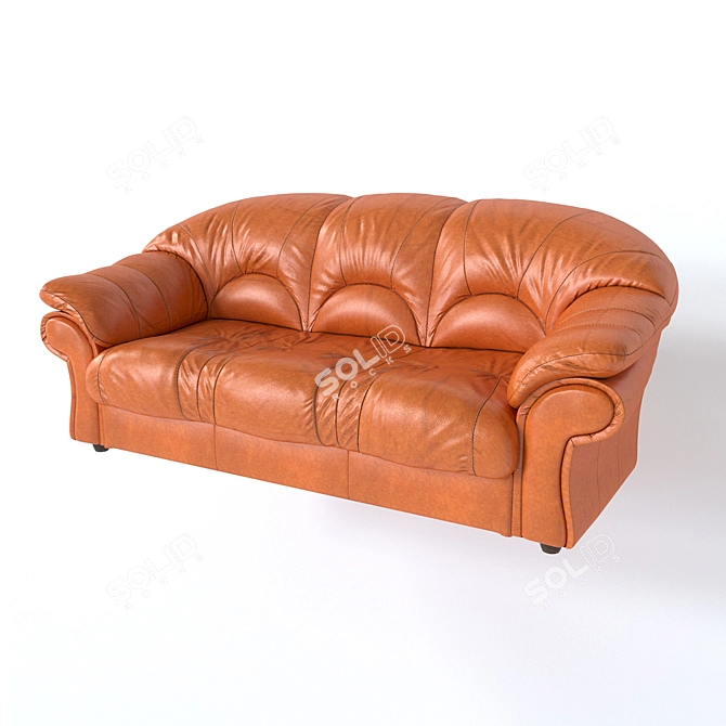 Modern Leather Sofa Set 3D model image 1