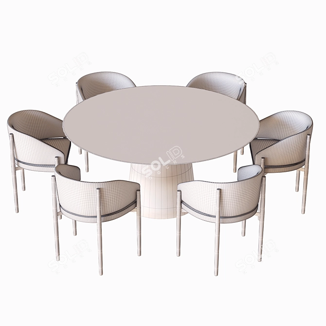 Sleek Franck Chair and Materic Table 3D model image 3