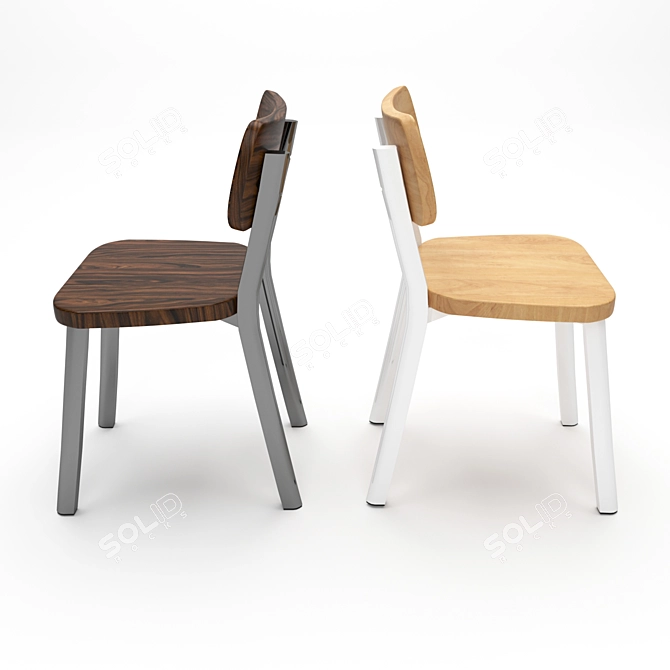 Timeless Elegance: Deja-vu Wooden Chair 3D model image 2