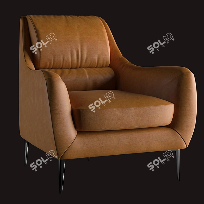 Elegant Brenda Leather Armchair 3D model image 1