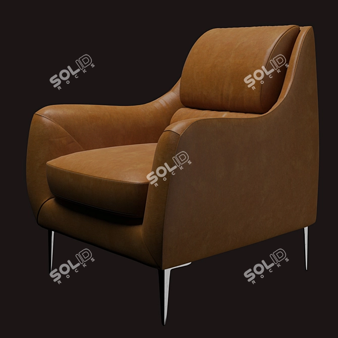 Elegant Brenda Leather Armchair 3D model image 2