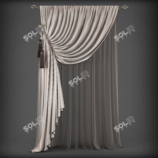 Title: Classic Style Curtains - Elegant and Timeless! 3D model image 1