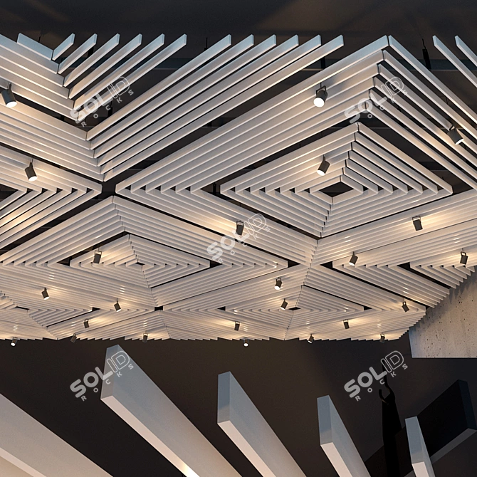 Versatile Ceiling Grid: Sleek Design, Adjustable Lighting 3D model image 3