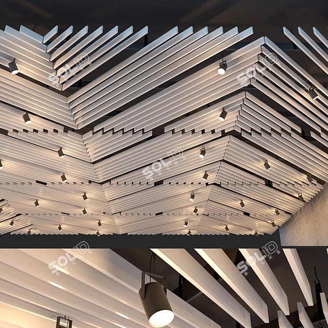 Suspended Ceiling Rack with Adjustable Lights 3D model image 2