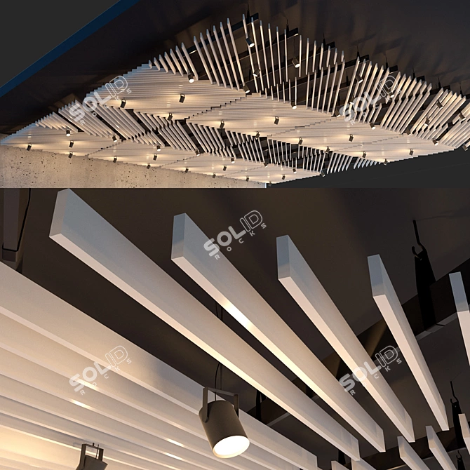 Suspended Ceiling Rack with Adjustable Lights 3D model image 3